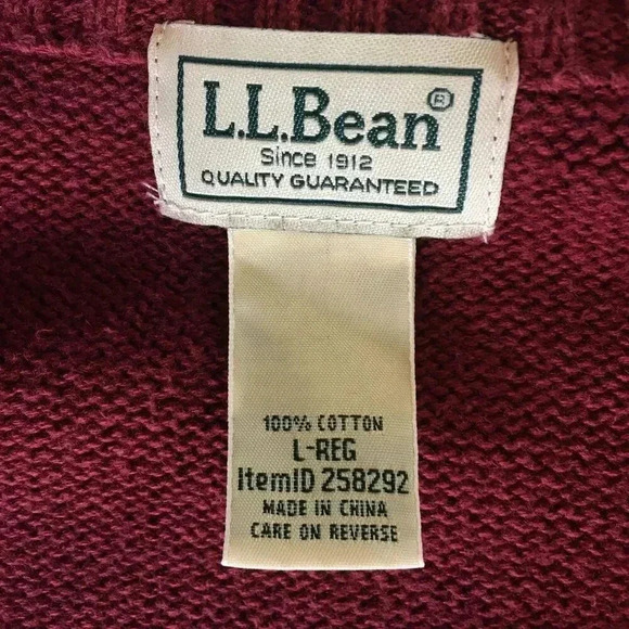 L.L.Bean Mens Zip Preppy Classic Cardigan Sweater Large Reg Red Burgundy FA GDD - Picture 1 of 9
